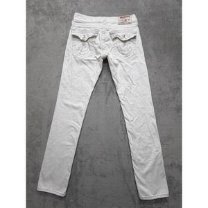 True Religion Jeans Mens Measured 31x31 White Straight Flap‎ Pockets Horseshoe